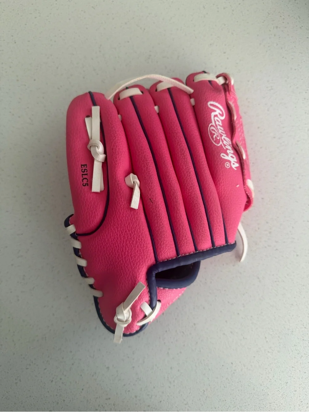 Rawlings Pink and Navy Youth Softball Glove youth 9” ages 5-7 right hand glove
